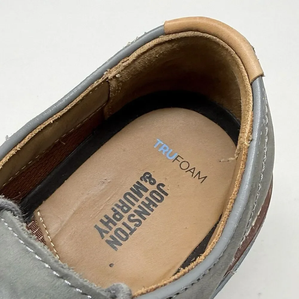 Johnston Murphy Upton Derby Shoes Mens 8.5 M Gray Blue Nubuck Leather Plain Toe